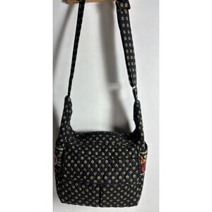 vera bradley crossbody Shoulder Bag Metropolitan black Floral Sunflowers 12’x9’